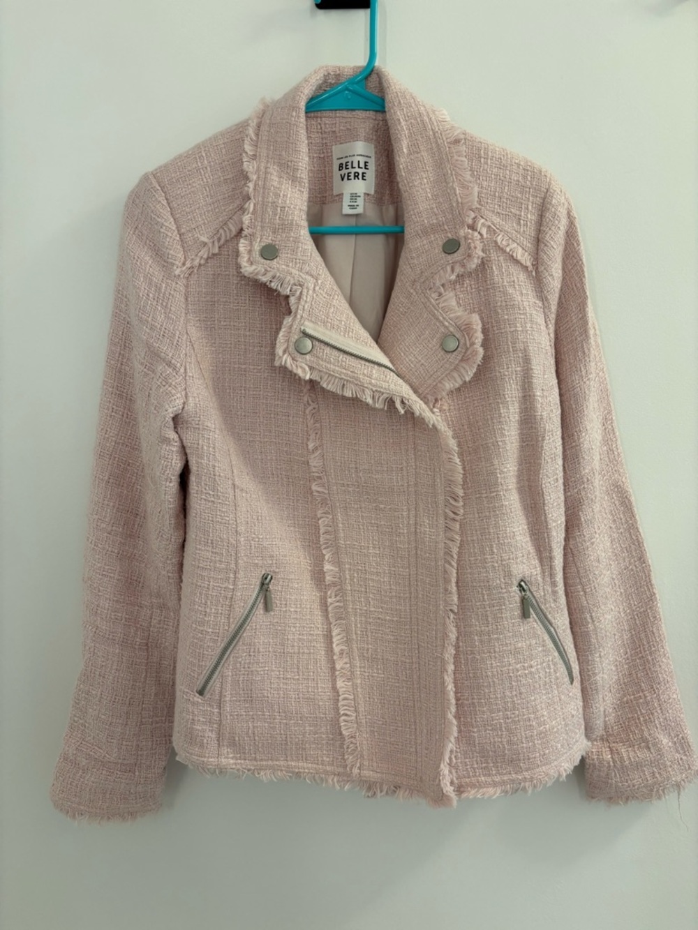 Belle Vere Blush Tweed Moto Blazer